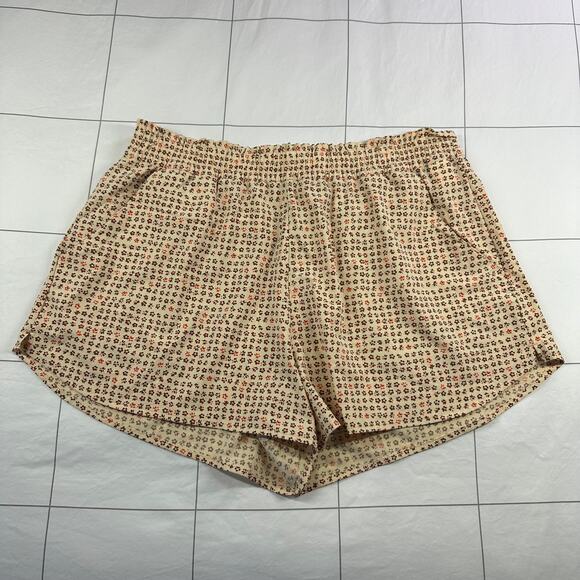 Toad&Co Shorts Womens Large Tan Sunkissed Barley Ditsy Floral Pull On Active - Picture 2 of 15